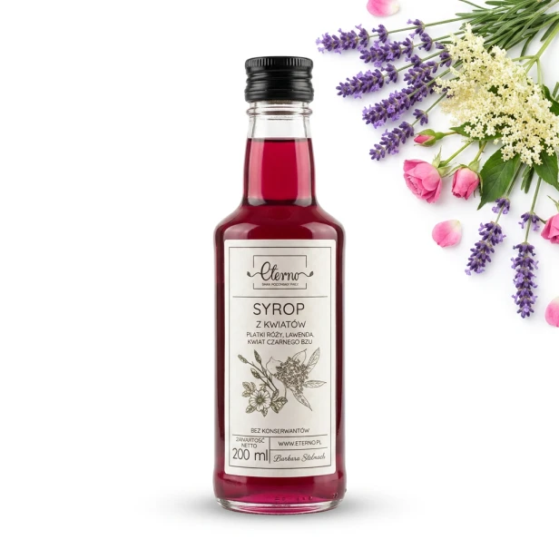 Syrop z kwiatów: z czarnego bzu, róży i lawendy 200ml