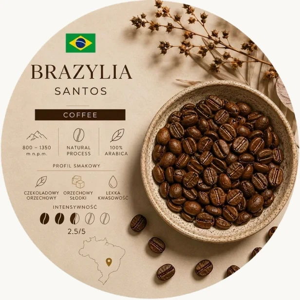 Brazylia Santos — kawa 100% Arabica - beige